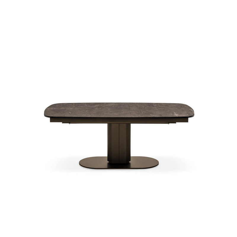 Cameo Elliptical Top Extendable Table, Matt Bronze, Bronze, 39.38" W x 116.63" L