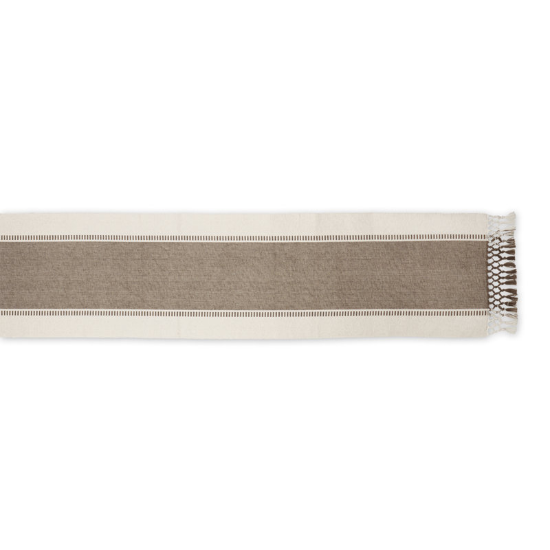Basquez Striped 100% Cotton Table Runner, Brown, 13" W x 72" L