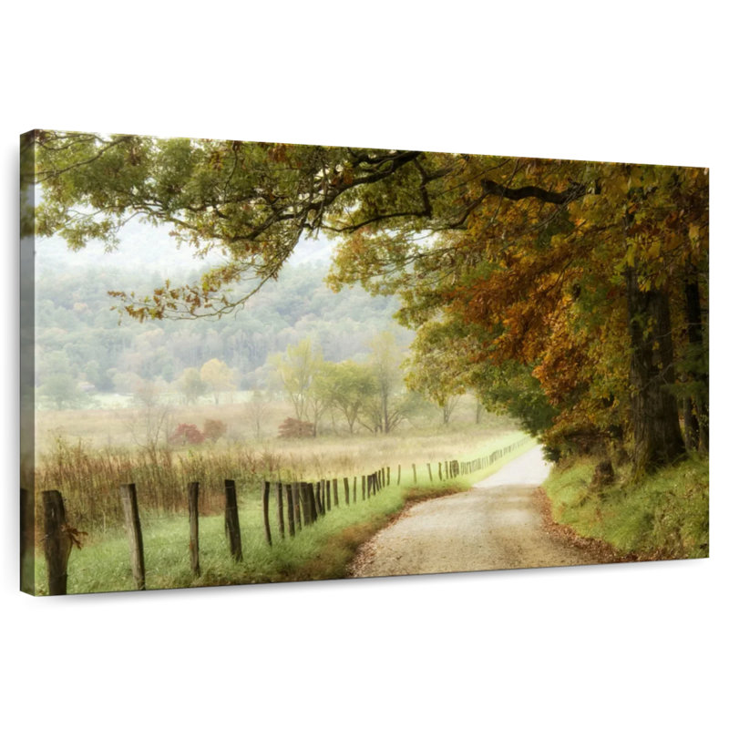 Automne sur une route de campagne, H 32 po x l 48 po