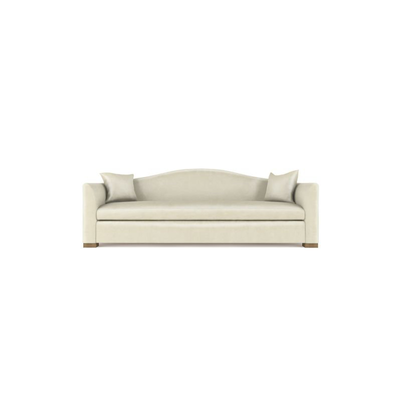 Horatio Camelback Taper Curved-Arm Sofa, 33" H x 96" W x 36" D, Weathered, Box Weave Linen Bluebell