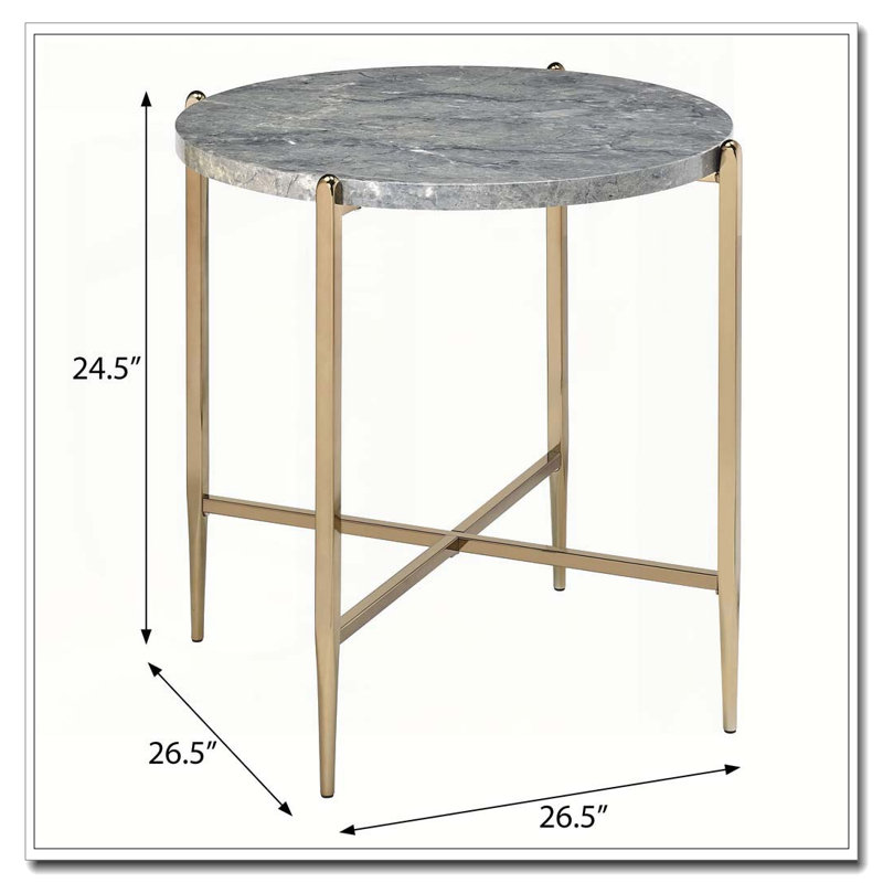 Table de bout ronde grise et champagne