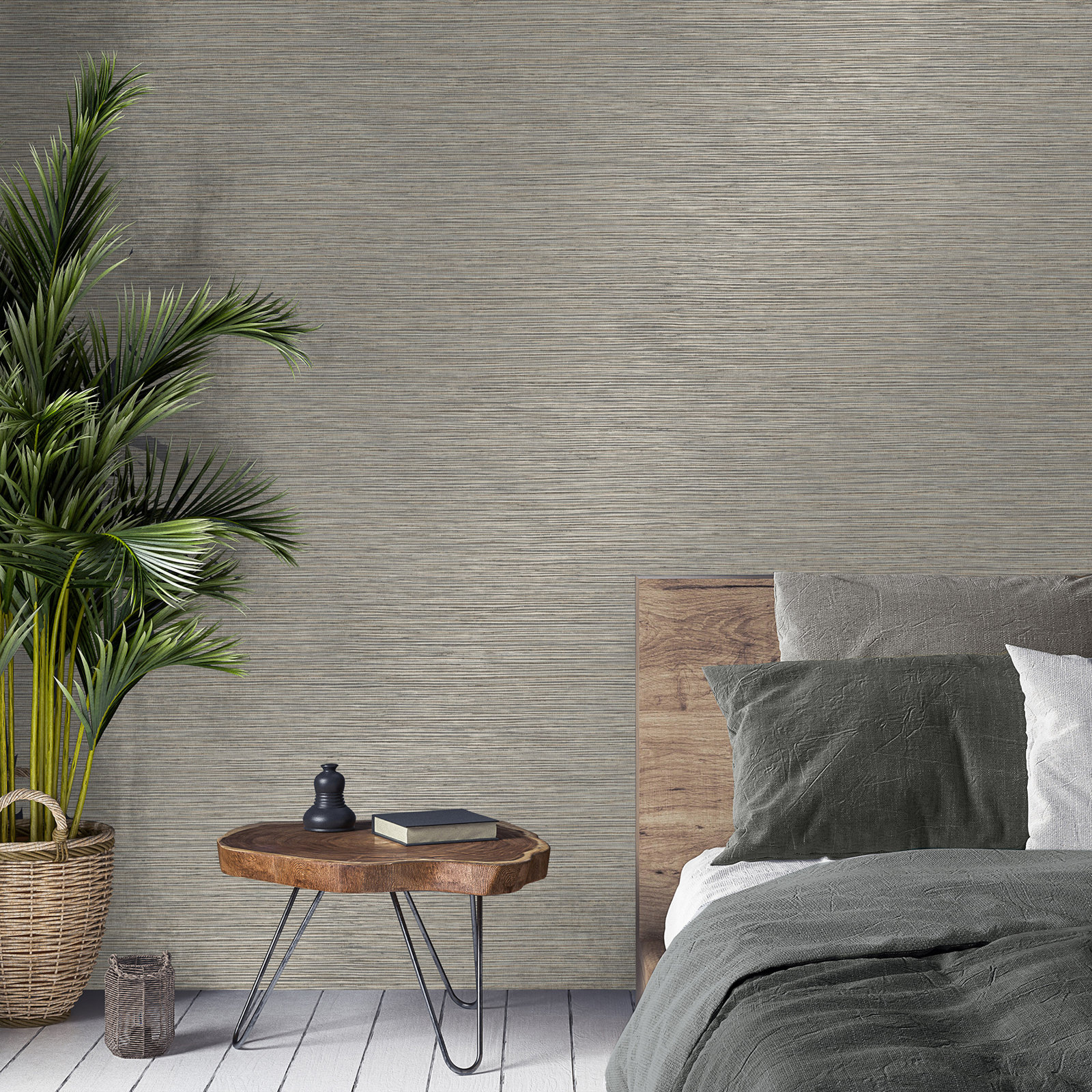 Aluta Neutral Plain Wallpaper, Stone