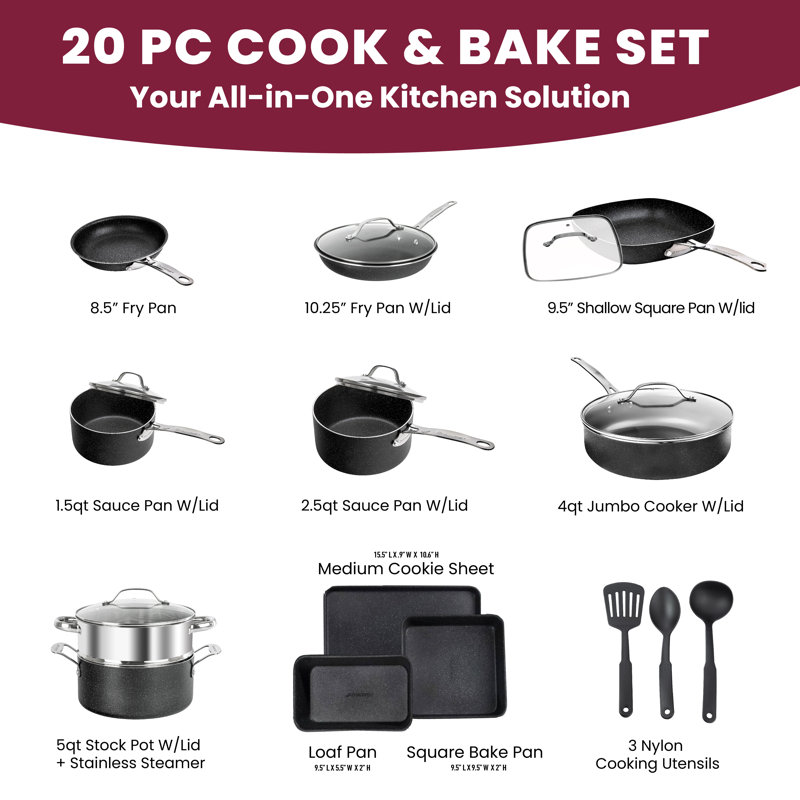 Granitestone 20 Pc Nonstick Cookware and Bakeware Set