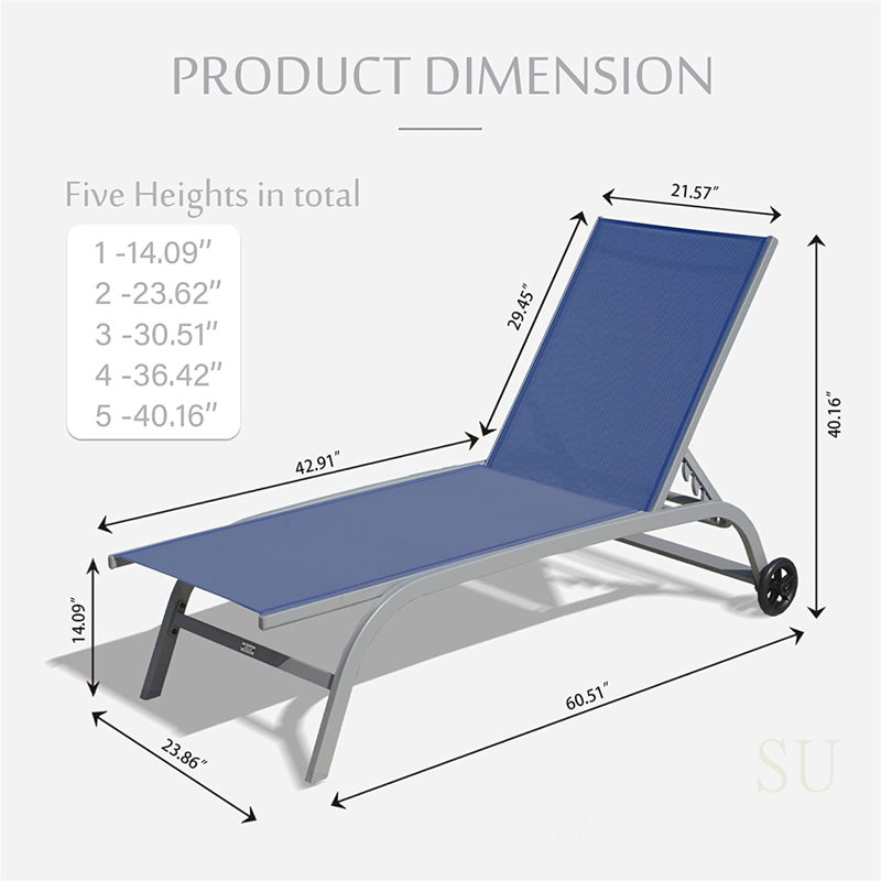 Chaise Lounge Outdoor Set Of 2, Adjustable Backrest, Wheels For Easy Mobility, Perfect For Patio, Beach, And Poolside Relaxation