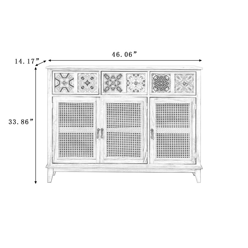 Retro Burlywood Solid Wood Sideboard