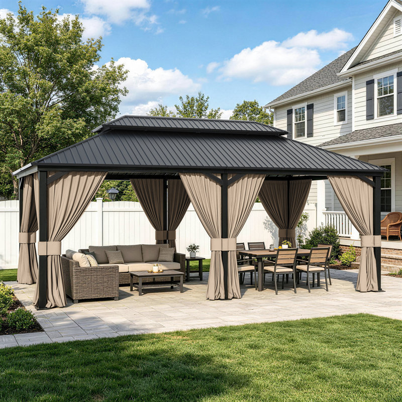 Pavillon de jardin en acier 12 po x 20 po avec moustiquaire et toit ventilé