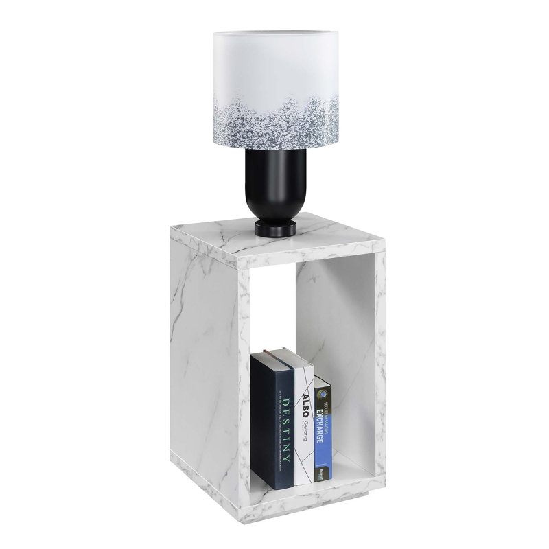 Jaffrey End Table, White Faux Marble
