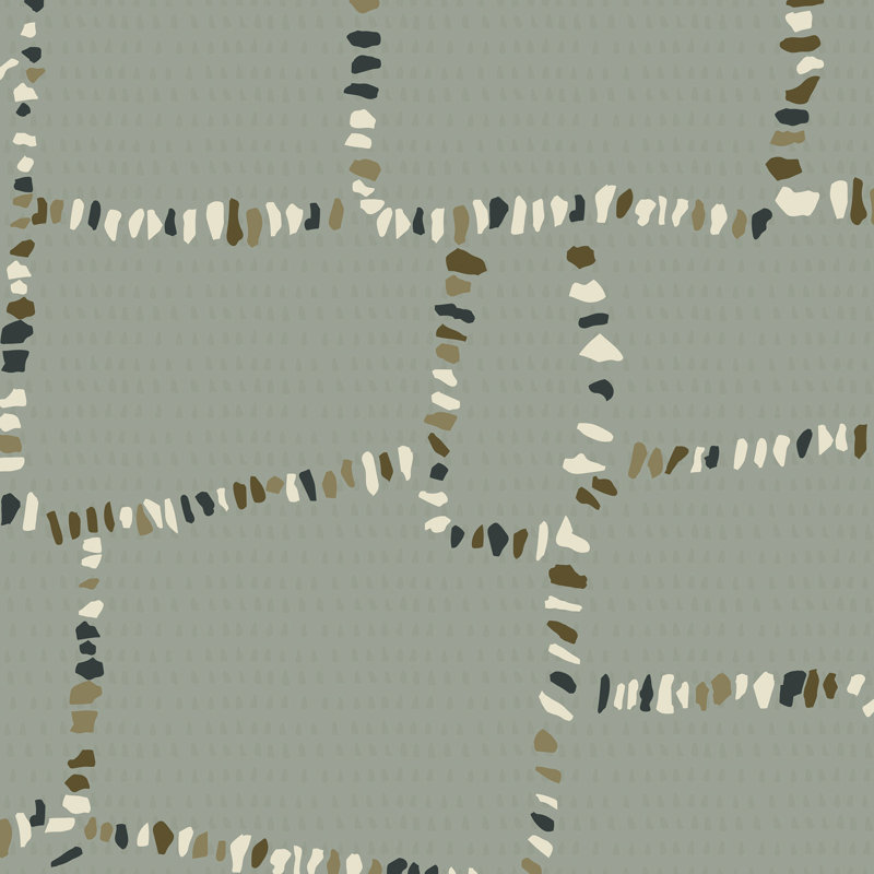 Tulum Ruins Wallpaper, Ash Blue Gray, Peel & Stick, Self-Adhesive