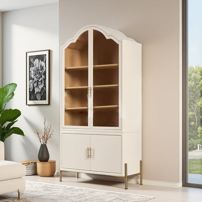 Vitrine de luxe moderne, simple et légère, Blanc cassé / blanc