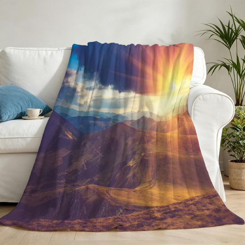 Jeté transparent en flanelle de polaire ultra douce, beau paysage, imprimé recto, Jeté 50 po x 60 po