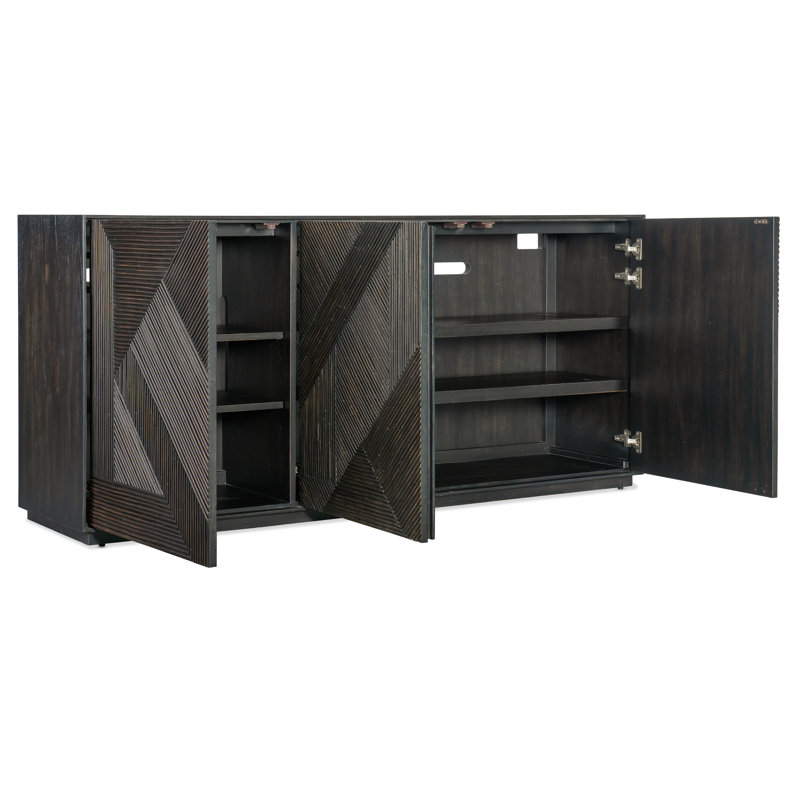 Black Sand 72'' Oak Veneer Media Console with Cabinet