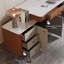 Plateau de table rectangulaire en bois manufacturé orange et blanc avec 2 tiroirs-653281824-653281826