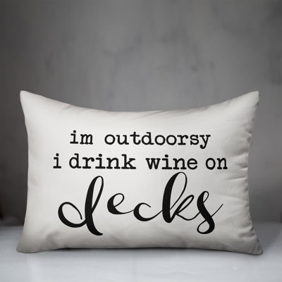 Textual Outdoor Reversible Throw Pillow