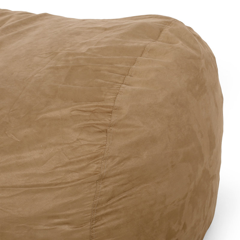Pouf cylindrique en microfibre 6,5 pieds Potrero, Beige Microfiber