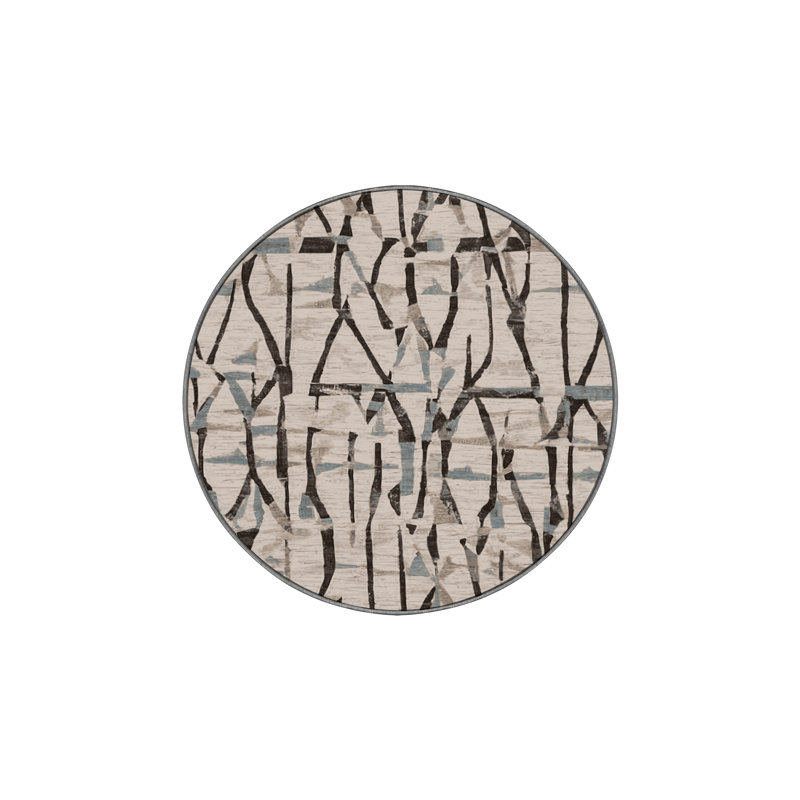 Machine Washable Gray Area Rug, Round 3'