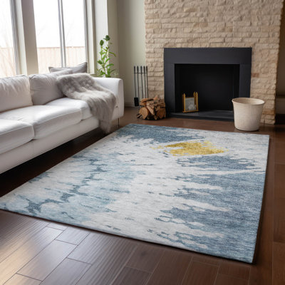 Premium Machine Washable Cerrito Blue Rug