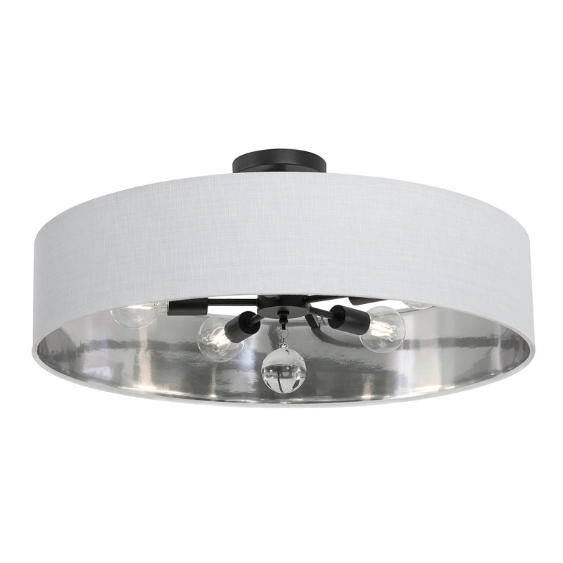 Luminaire suspendu Woodvale - 30 po, Noir, Blanc / argent