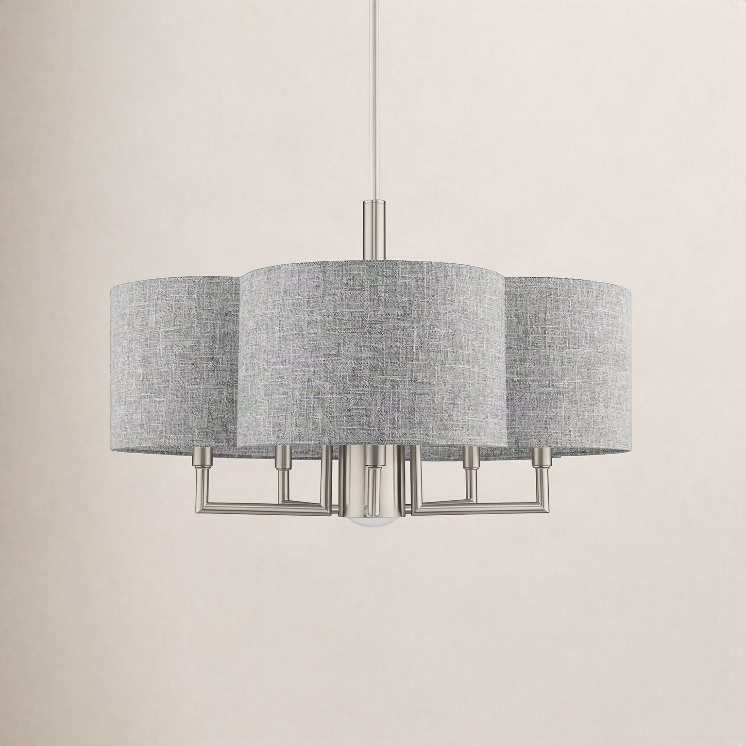 Vino Steel Dimmable Drum Chandelier, Gray, 14.75"H x 24"W x 24"D