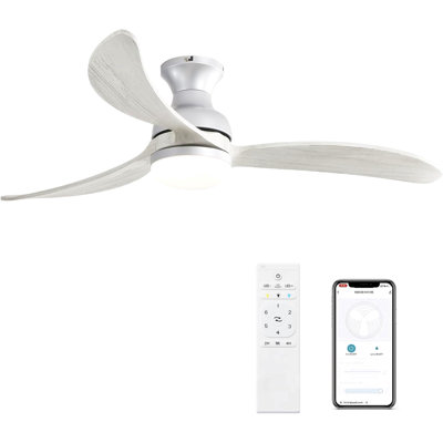 Ventilateur de plafond moderne de 52 pouces avec 3 pales en bois massif à intensité variable et télécommande