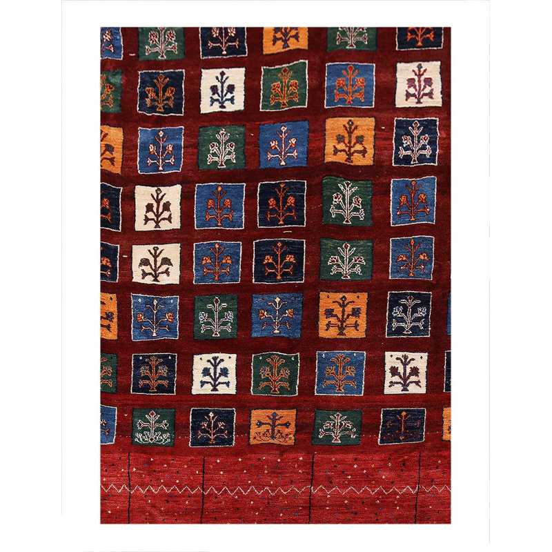 Gabbeh perse rouge noué à la main de couleur rouge 10 pi 1 po x 13 pi 9 po