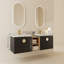 Meuble-lavabo à fermeture en douceur de 60 pouces avec lavabo et petites tablettes de rangement-1476564270