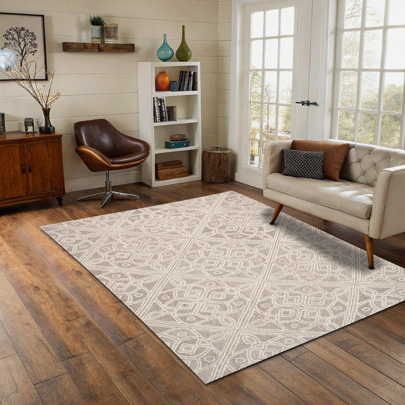 (5' x 8' ft) Hand Tufted Wool Carpet with Latex Back, Anti-Skid Carpet, Rectangle 8" x 5"