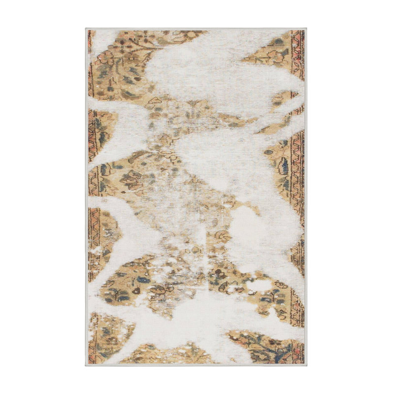 Tapis décoratif multicolore à motif abstrait, Rectangle 5 pi x 7 pi