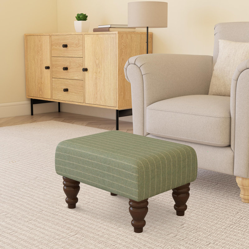 Autryville Wood Turned Leg - Pinstripe Wool, Mahogany, Seaglass Green