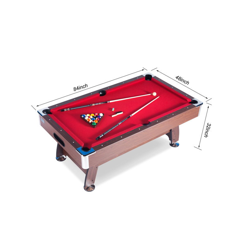 RACK Draco 7-Foot Tournament Billiard/Pool Table, Red Felt with Brown Body
