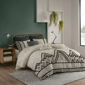 Marta 3 Piece Cotton & Flax Linen Blended Duvet Cover Set