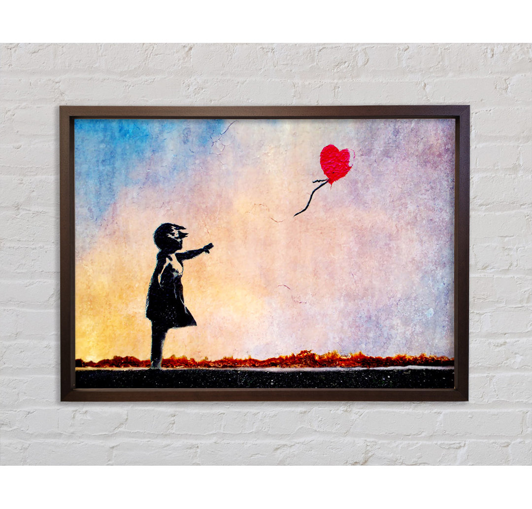 Love Heart Balloon Sunset - Einzelbildrahmen Kunstdrucke auf Leinwand