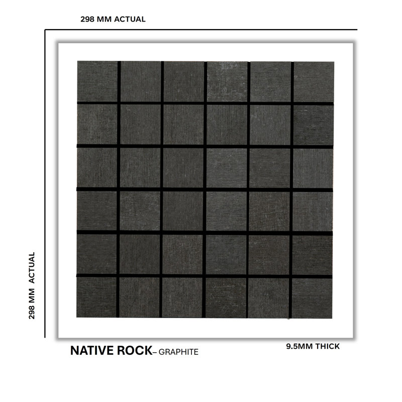 Native Rock 2" X 2" Porcelain Metal Look Tile Mosaic Sheet, Graphite