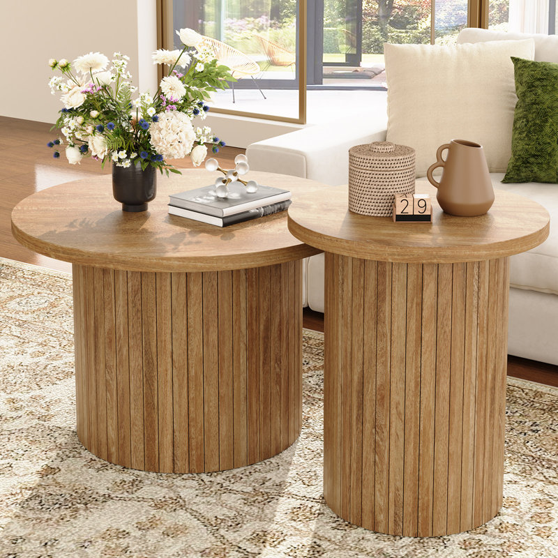 Ensemble de tables basses Mid-Century, Bois de chêne