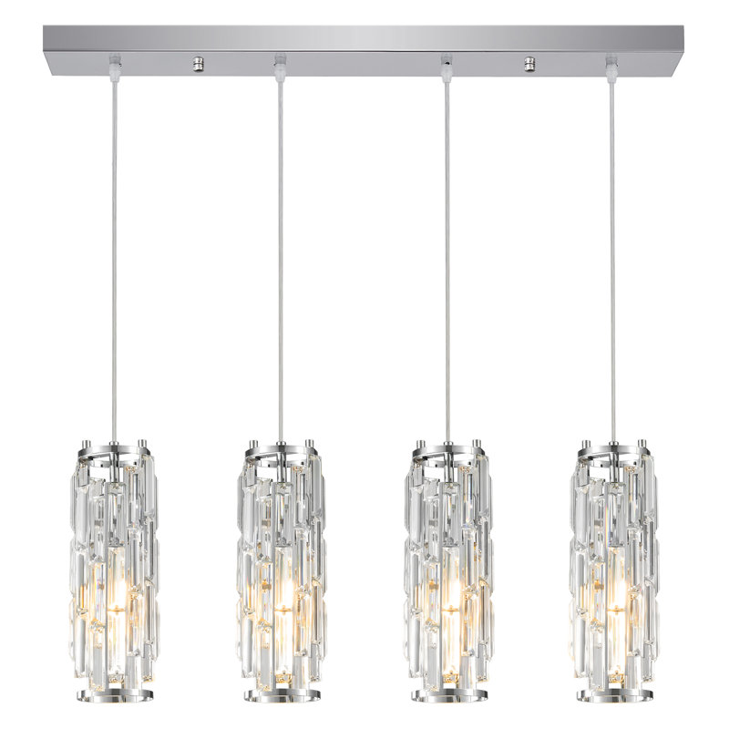 4-Light Modern Pendant Light Adjustable Pendant Light Fixture crystal pendant light, Chrome