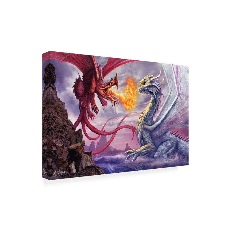 "Merlins Dragons" par Anthony Christou, impression sur toile tendue, H 30 po x l 47 po x P 2 po