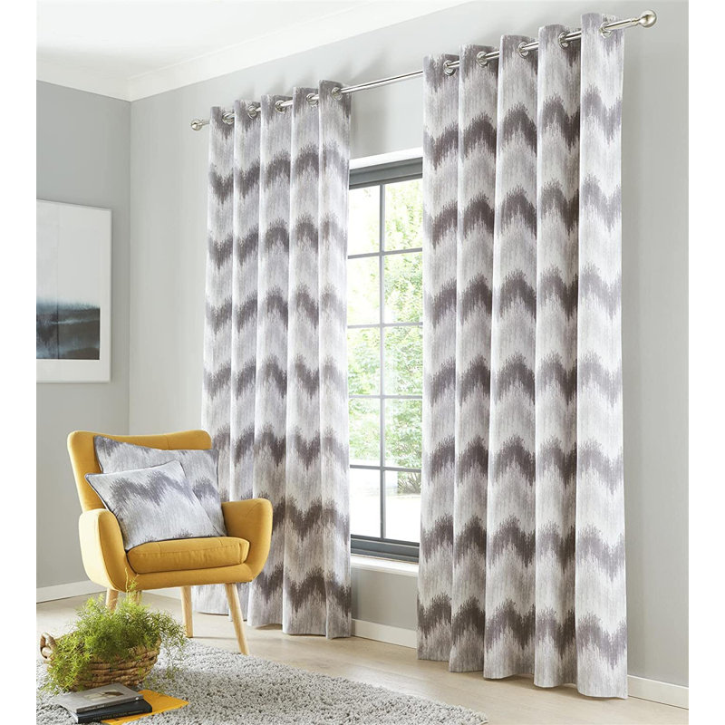 Jeffenese Room Darkening Curtain Panel Pair, Charcoal, Width 229 x Drop 229 cm
