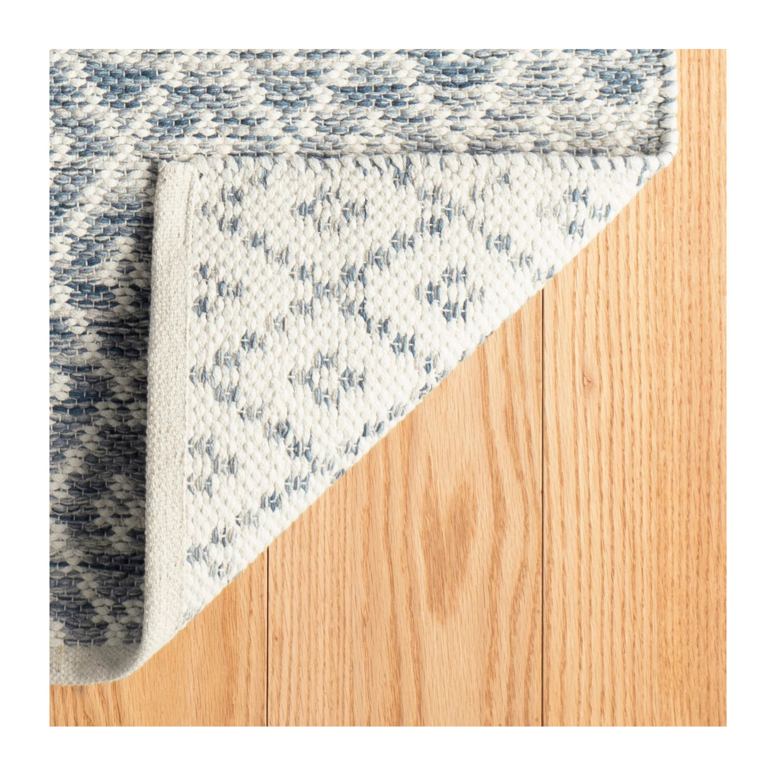 Melange Diamond Blue Handwoven Cotton Rug, Rectangle 2' x 3'