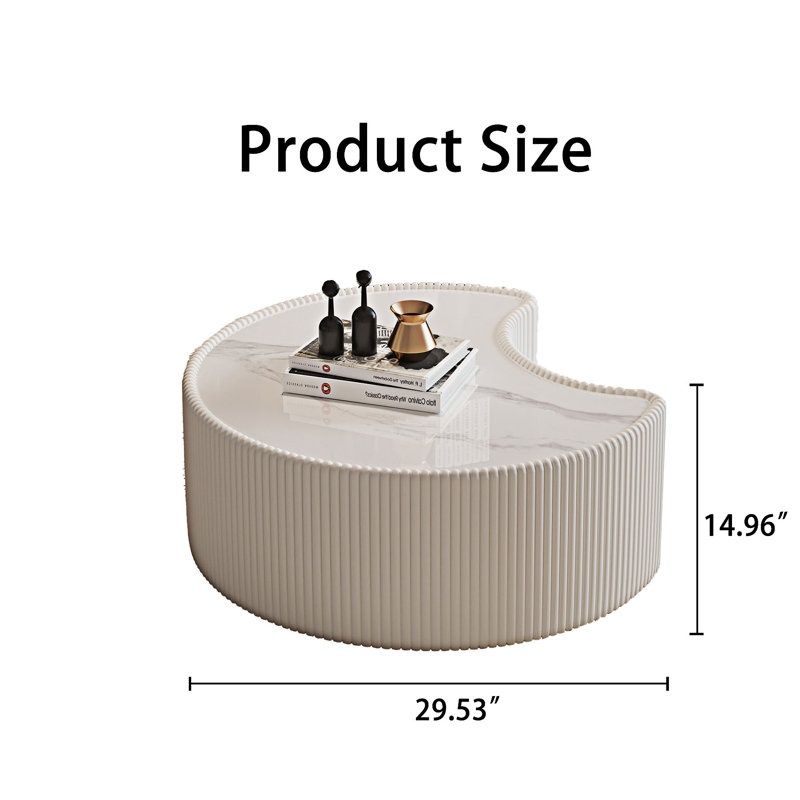 Table basse, H 14,97 po x l 29,54 po x P 29,54 po, Blanc / blanc crème