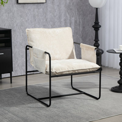 Fauteuil d'appoint moderne en chenille avec poches latérales Modern