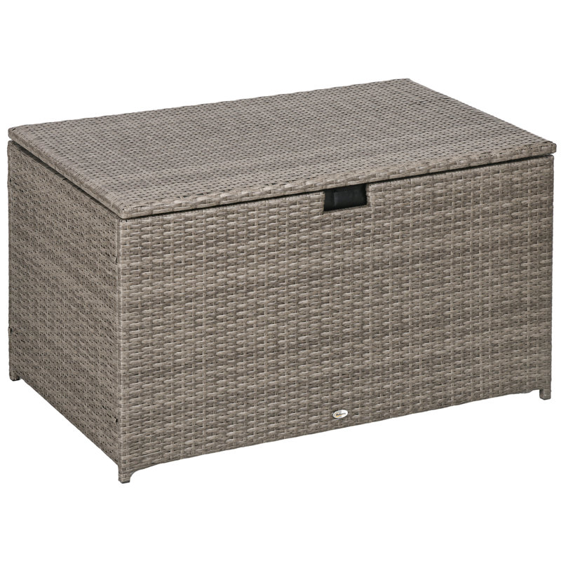 Rattan Outdoor Storage Box, Gray