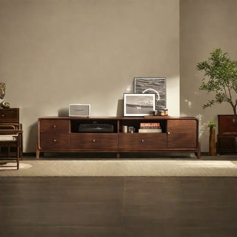 Black walnut solid wood TV cabinet