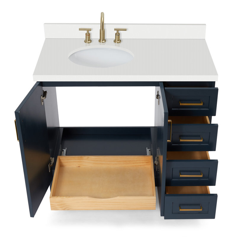 43 IN.  Single Bathroom Vanity, Oval, Left , Midnight Blue