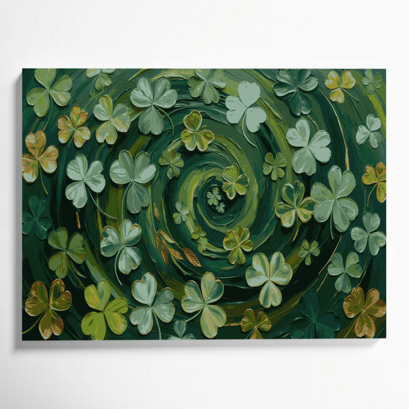 Art mural sur toile trèfle botanique vert, H 11 po x l 14 po
