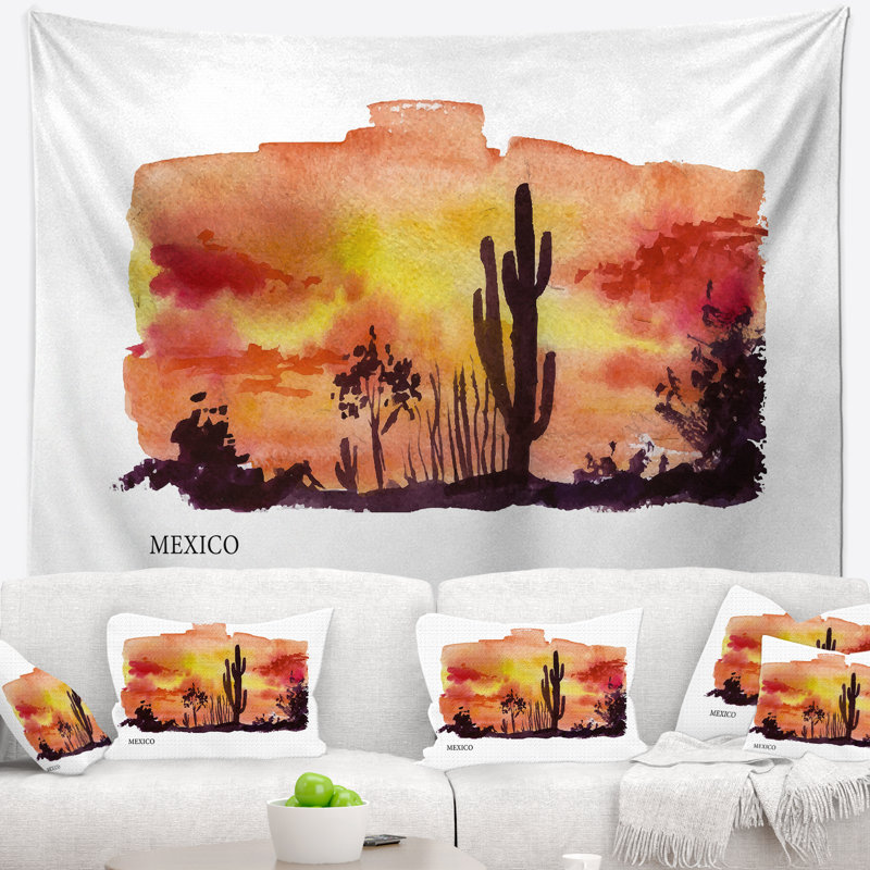 Tapisserie d'illustration vectorielle mexico cityscape, H 50 po x l 60 po