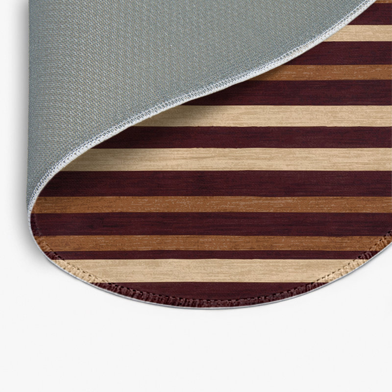 HorizontalStripes Red Indoor and Outdoor Area Rug, Round 5'