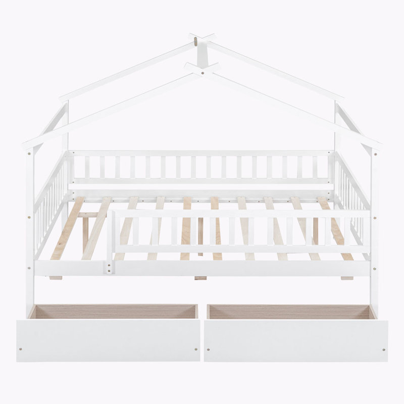 Lit de rangement en bois Terral, Double, Blanc