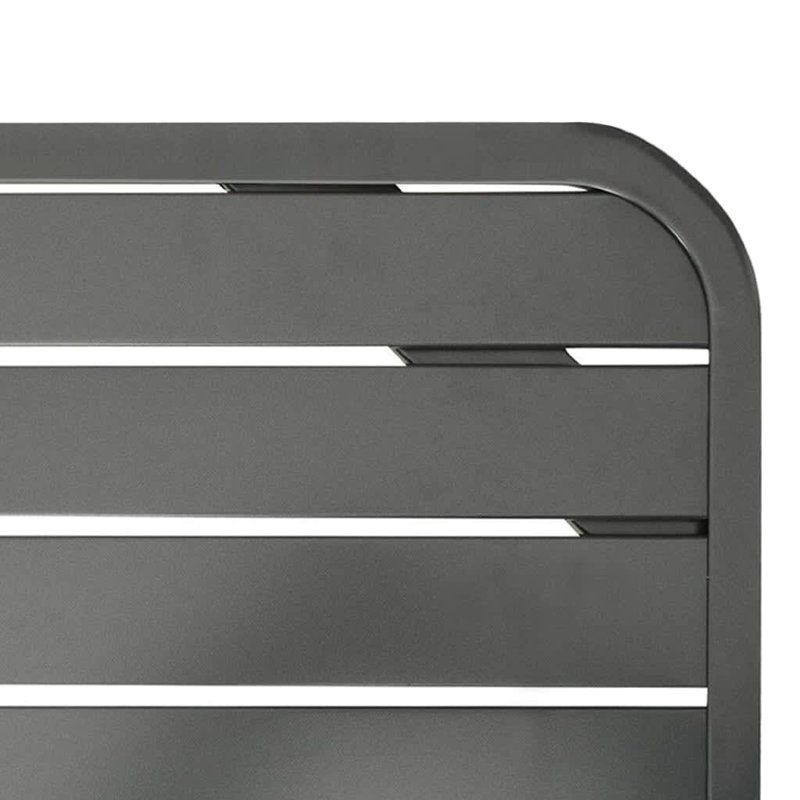 Table de salle à manger d'extérieur, acier gris ardoise, pieds élégants, rectangulaire 71 pouces