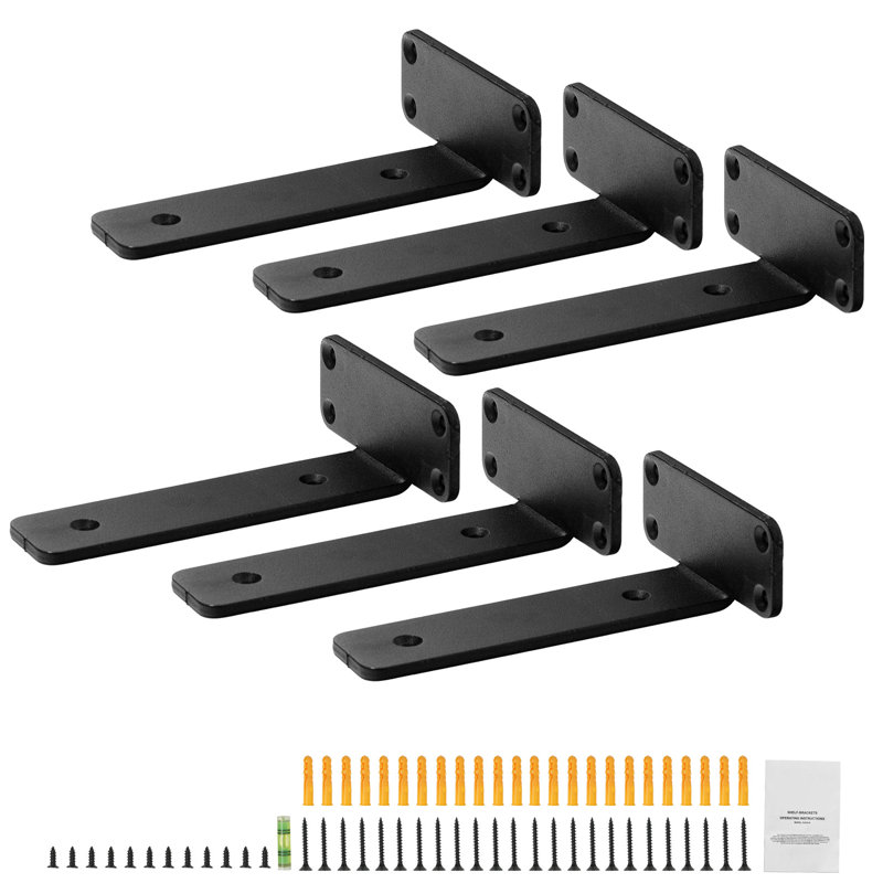 Ebern Designs Shelf Bracket, 6 Pcs, Heavy Duty Floating, 6" L x 4" W x 1.6" H