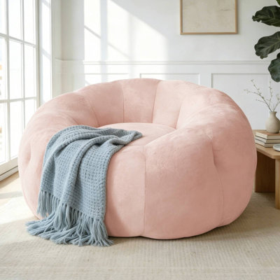 48"W Giant Bean Bag Chair Large Bean Bag Sofa,Soft Fluffy Faux Fur Beanbag Couch,Compressed Packaging