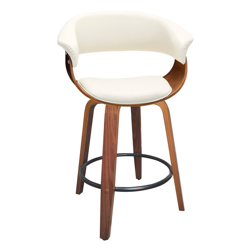 Tabouret pivotant Devlin, Tabouret de comptoir (siège d'une hauteur de 25 p, Blanc